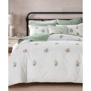 Charter Club White Bouquet Embroidery 3-Pc. King Duvet Cover Set